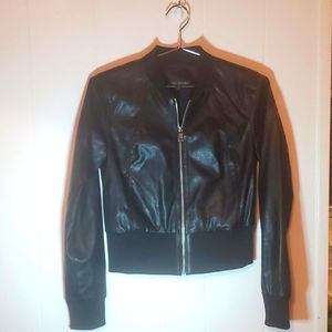 COPY - Black leather bomber jacket